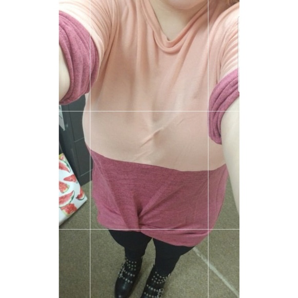 Peach/Rose Color Block Tee - Picture 2 of 3